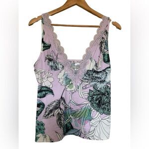 NWT Linea Donatella Babydoll Lilac Lace Camisole Tank Top S Dainty Floral